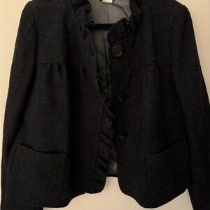 J. Crew Black Ruffled Blazer